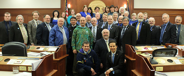 Alaska Legislators joining me for a group shot displaying our “Go Blue Friday” spirit!