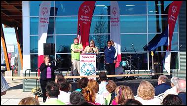 Rep. Tarr speaking to the guests at the ribbon cutting for the Special Olympics new Mountain View facility.