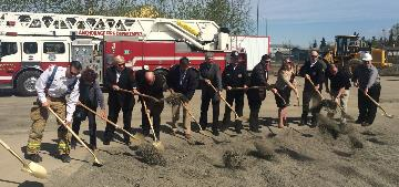 Rep. Tarr digs in at the groundbreaking for the new Fire Station 3!