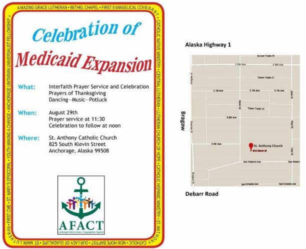 You can attend a Medicaid expansion celebration event tomorrow in our area at St. Anthony’s Church. Hope to see you there!