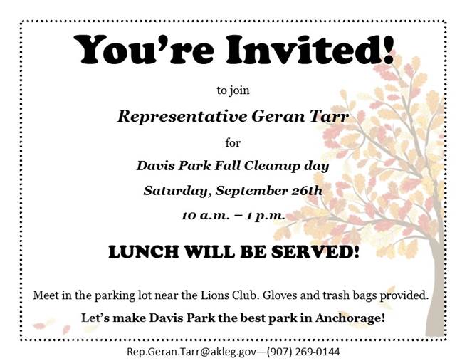 Davis Park Fall Cleanup Day flyer
