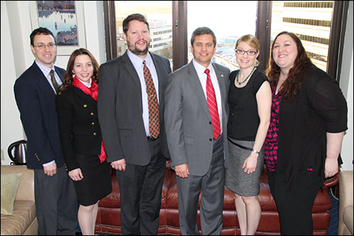 2014 office photo, from left to right: Mark Gnadt, Victoria Yancey, George Ascott, Rep. Chris Tuck, Kendra Kloster, and Aurora Hauke.