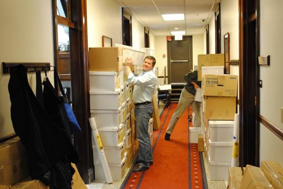 Rep. Tuck packing his office for transport back to Anchorage.