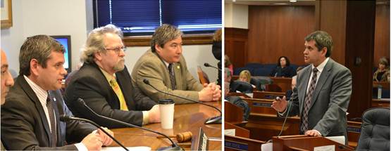 From left to right: Reps. Gara, Tuck, Guttenberg and Kito discuss education priorities at a recent press conference.Rep. Tuck offers an amendment to House Bill 278 during a late-night floor session.