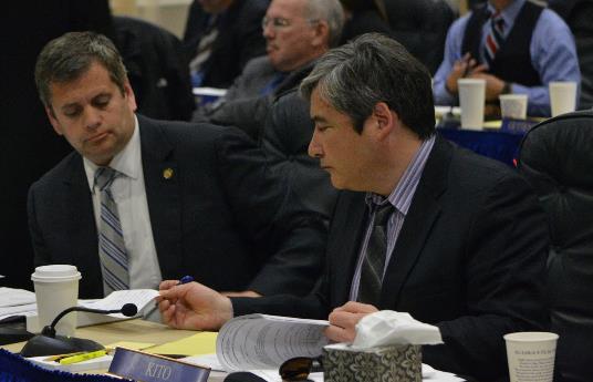 Rep. Chris Tuck and Rep. Sam Kito discuss HB 27 to help foster children on the House Floor. Both are cosponsors of the legislation.