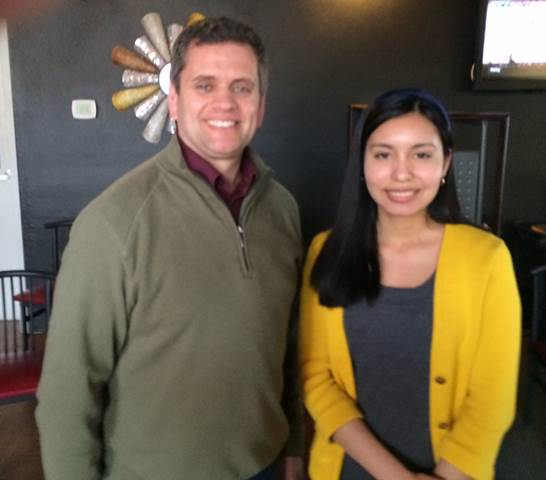 Representative Chris Tuck at his recent town hall gathering meets with his neighbor, Maeva Ordaz, winner of the 2015 National Poetry Out Loud Competition in Washington, D.C.
