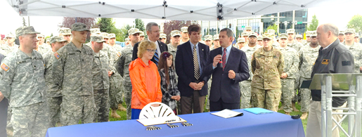 Representative Tuck is joined by Governor Walker and other legislators at the official bill signing for HB 126, updating Alaska?s Code of Military Justice to protect our military members and potential recruits.