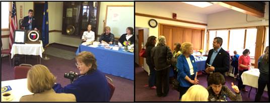 Rep. Tuck presents a legislative citation honoring the 100th Anniversary of the Anchorage Woman's Club, which was founded in 1915. 