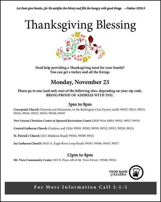 Free Turkey with all the Dressings Available Monday