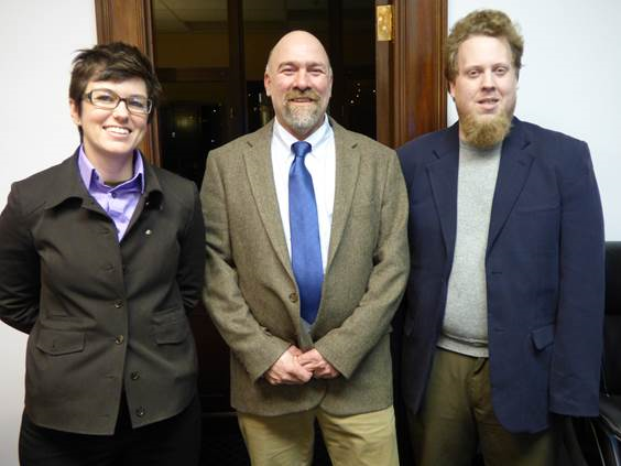 Representative Wool with his staff, Samantha Straus (left) and David Dunsmore (right)
