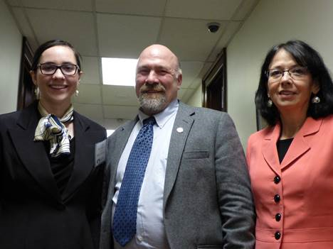 Representative Wool with UAF student Anne Rittgers and professor Diane Benson who visited the Capitol this week