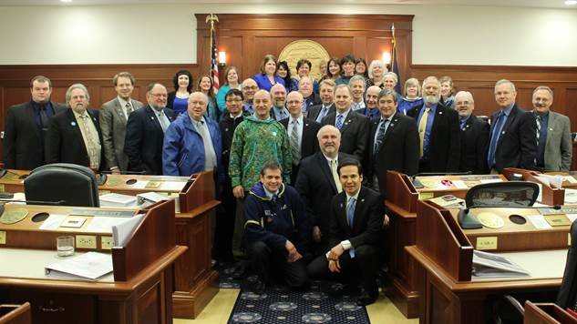 Representatives, floor staff, and clerks wore blue today for Child Abuse Prevention Month