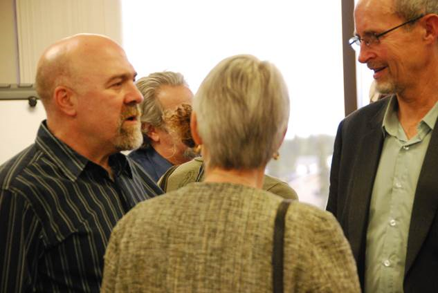 Representative Wool discussing budget priorities at a recent neighborhood meeting in Fairbanks