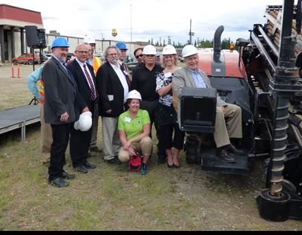 Representative Wool, Governor Bill Walker, and Fairbanks community leaders breaking ground for the natural gas distribution system in North Pole
