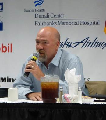 Representative Wool speaking to the Fairbanks Chamber of Commerce about legislation affecting Fairbanks’ economy