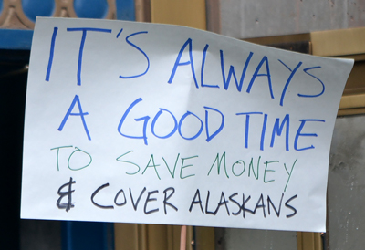 A sign from a rally last session in support of Medicaid expansion 